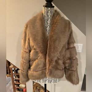 $225 CHICOS faux fur jacket size 2 size L - GORGEOUS!!! size 12 NWT